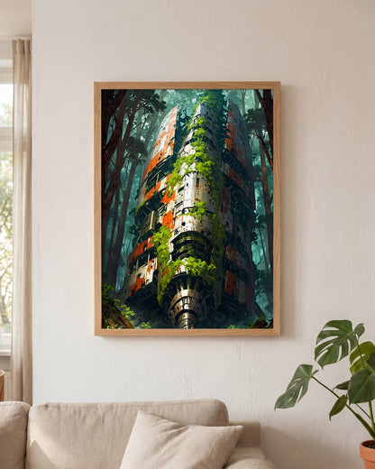 Affiche Vaisseau de Métal Encadrée, mockup en situation dans un interieur, Muchimura