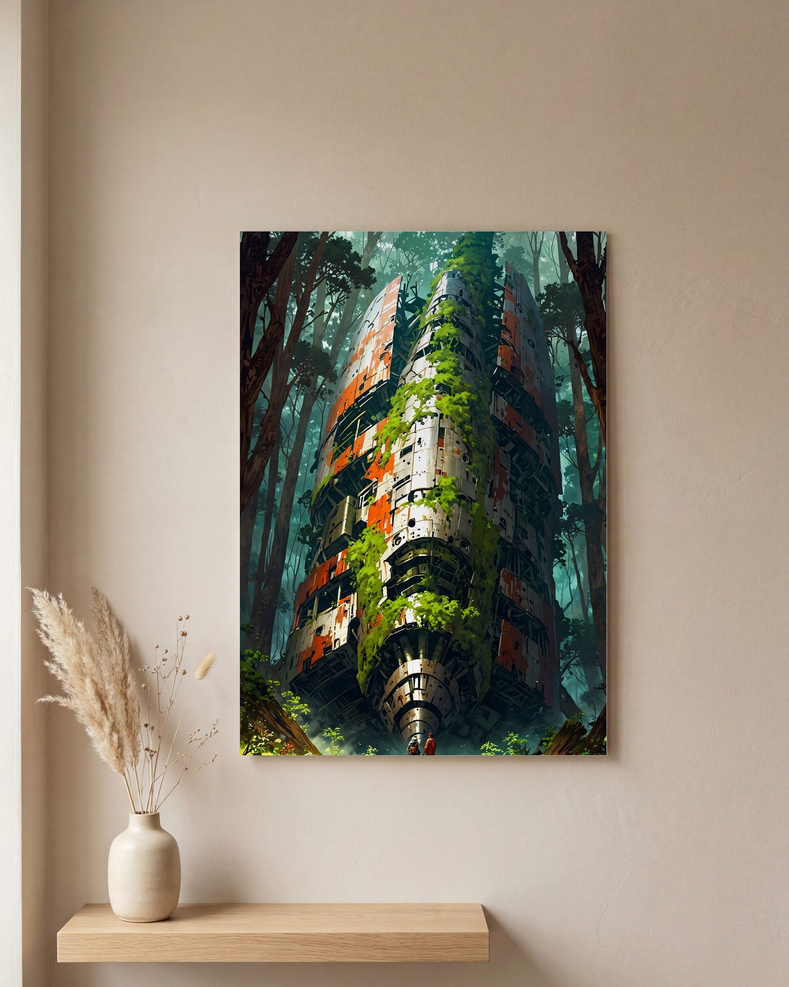 Affiche Vaisseau de Métal, mockup sur un mur epure, Muchimura
