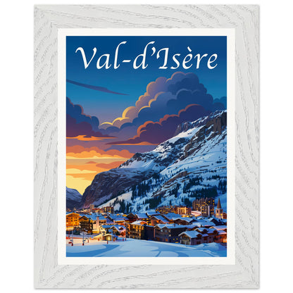 Affiche Val d'Isère - Encadrée, cadre blanc 15x20 cm
