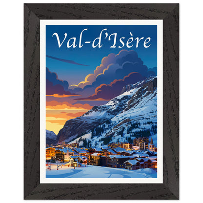 Affiche Val d'Isère - Encadrée, cadre noir 15x20 cm