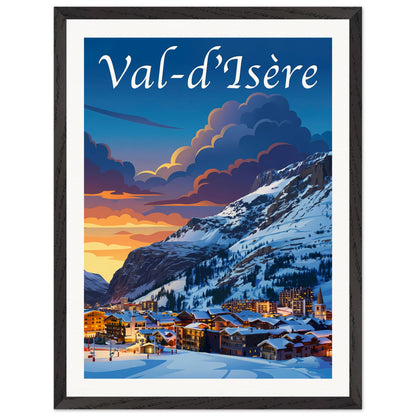 Affiche Val d'Isère - Encadrée, cadre noir 45x60 cm