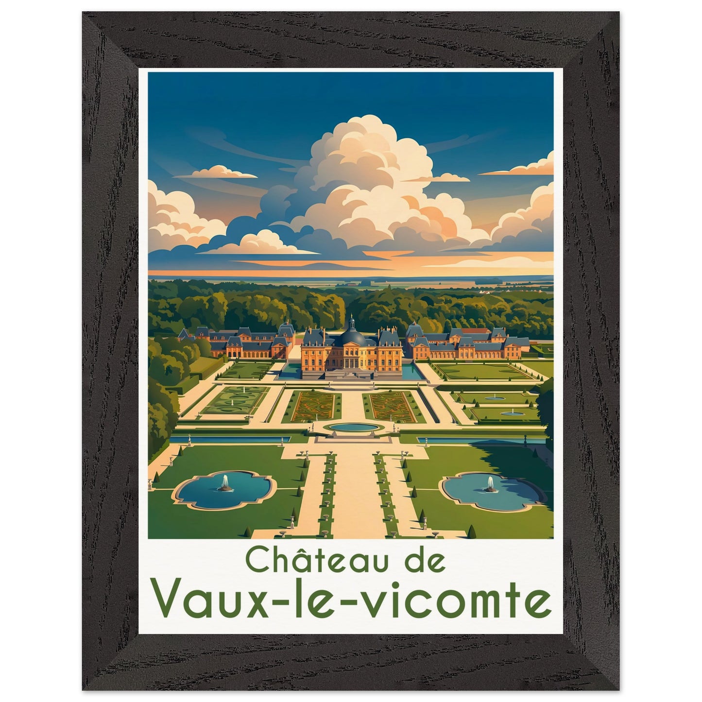 Affiche Vaux-le-Vicomte - Encadrée, cadre noir 15x20 cm