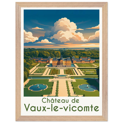 Affiche Vaux-le-Vicomte - Encadrée, cadre bois 30x40 cm
