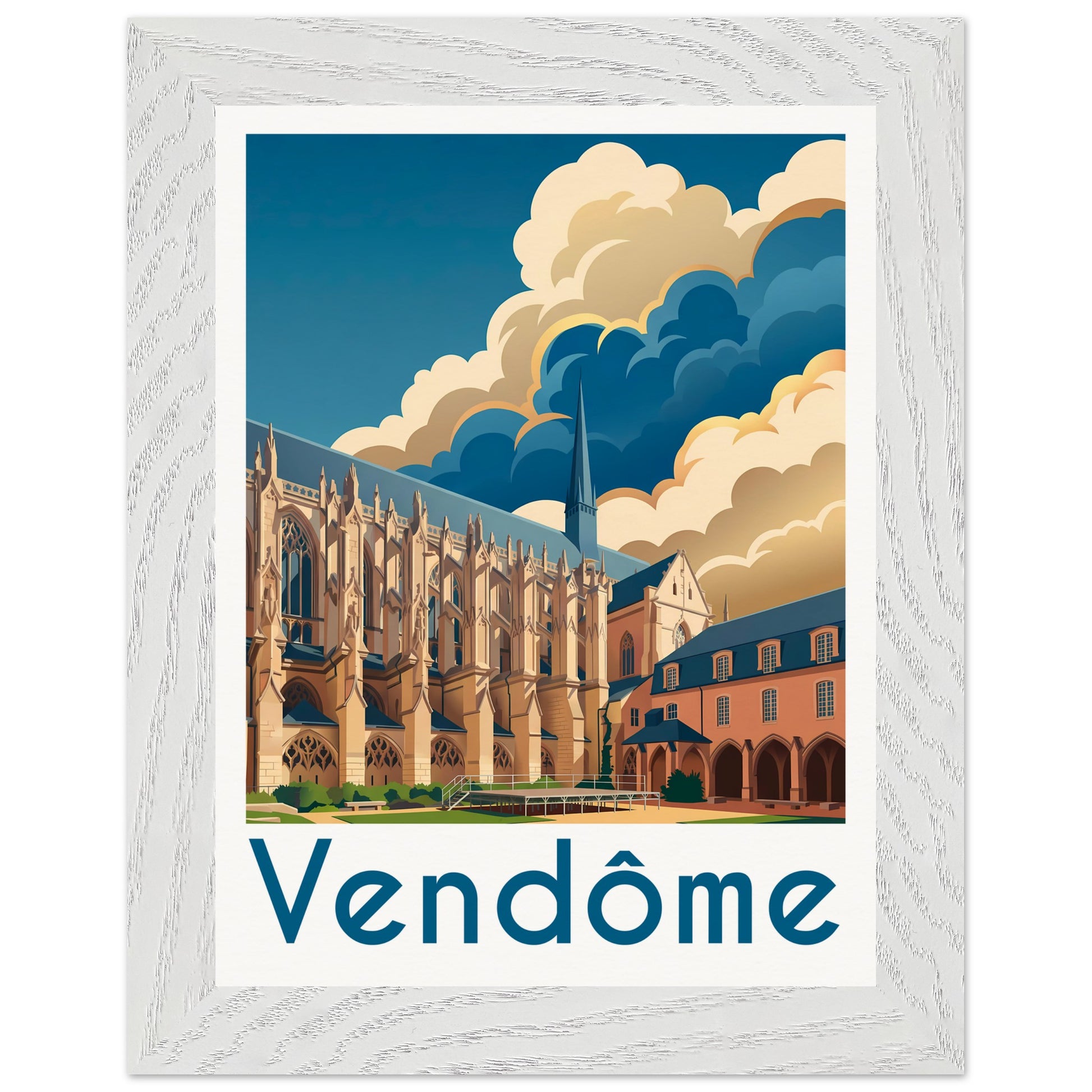 Affiche Vendôme - Encadrée, cadre blanc 15x20 cm