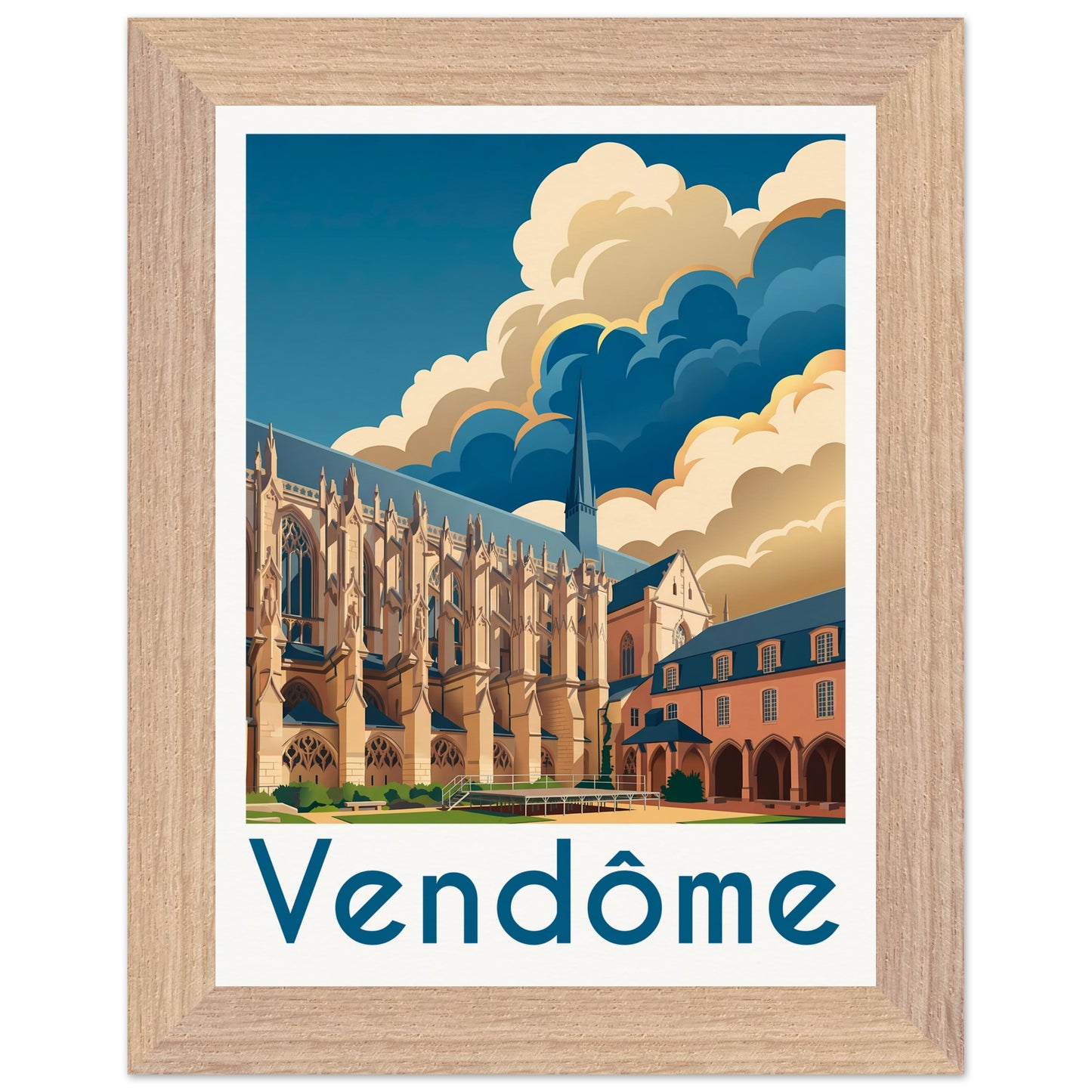 Affiche Vendôme - Encadrée, cadre bois 15x20 cm