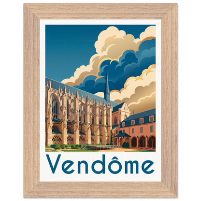 Affiche Vendôme - Encadrée, cadre bois 15x20 cm