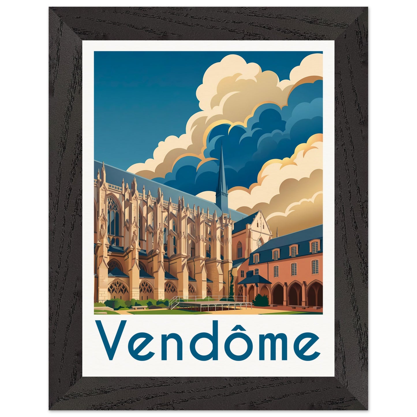 Affiche Vendôme - Encadrée, cadre noir 15x20 cm