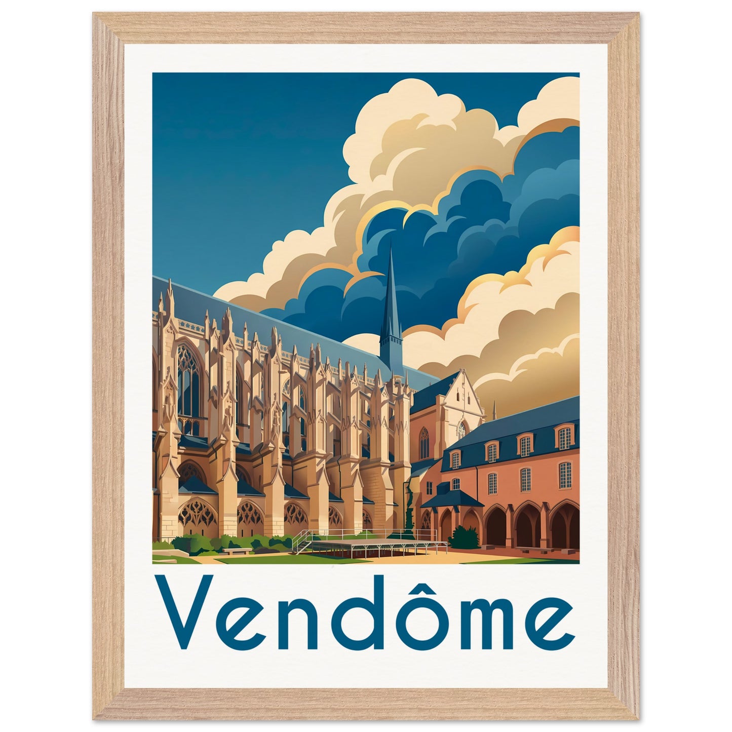 Affiche Vendôme - Encadrée, cadre bois 30x40 cm