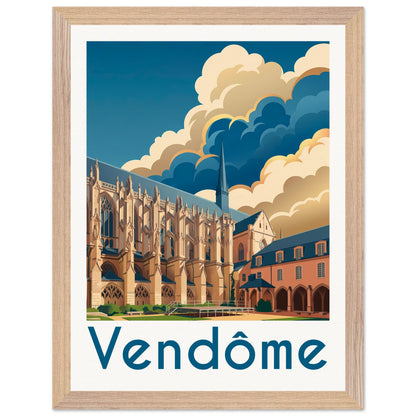 Affiche Vendôme - Encadrée, cadre bois 30x40 cm