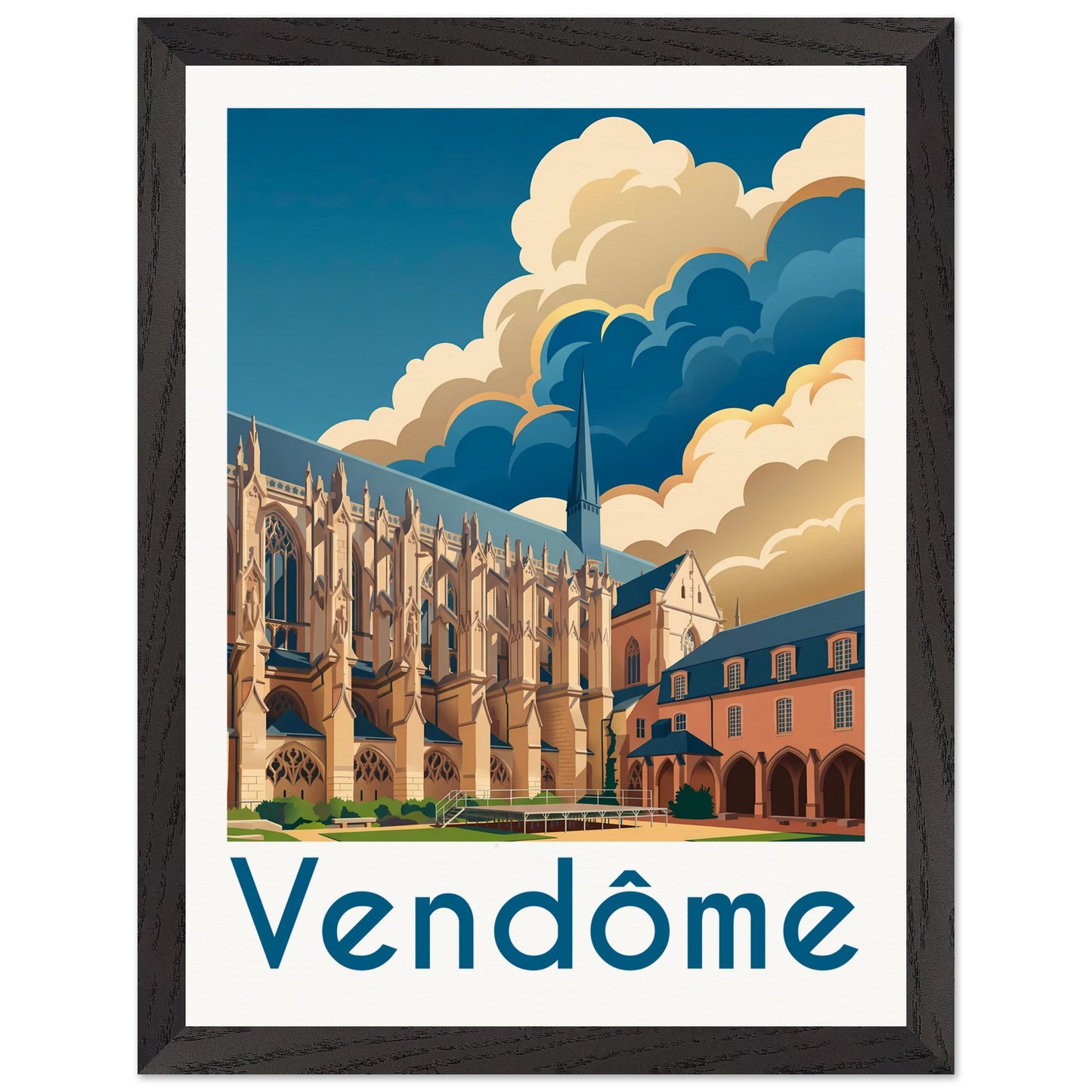 Affiche Vendôme - Encadrée, cadre noir 30x40 cm
