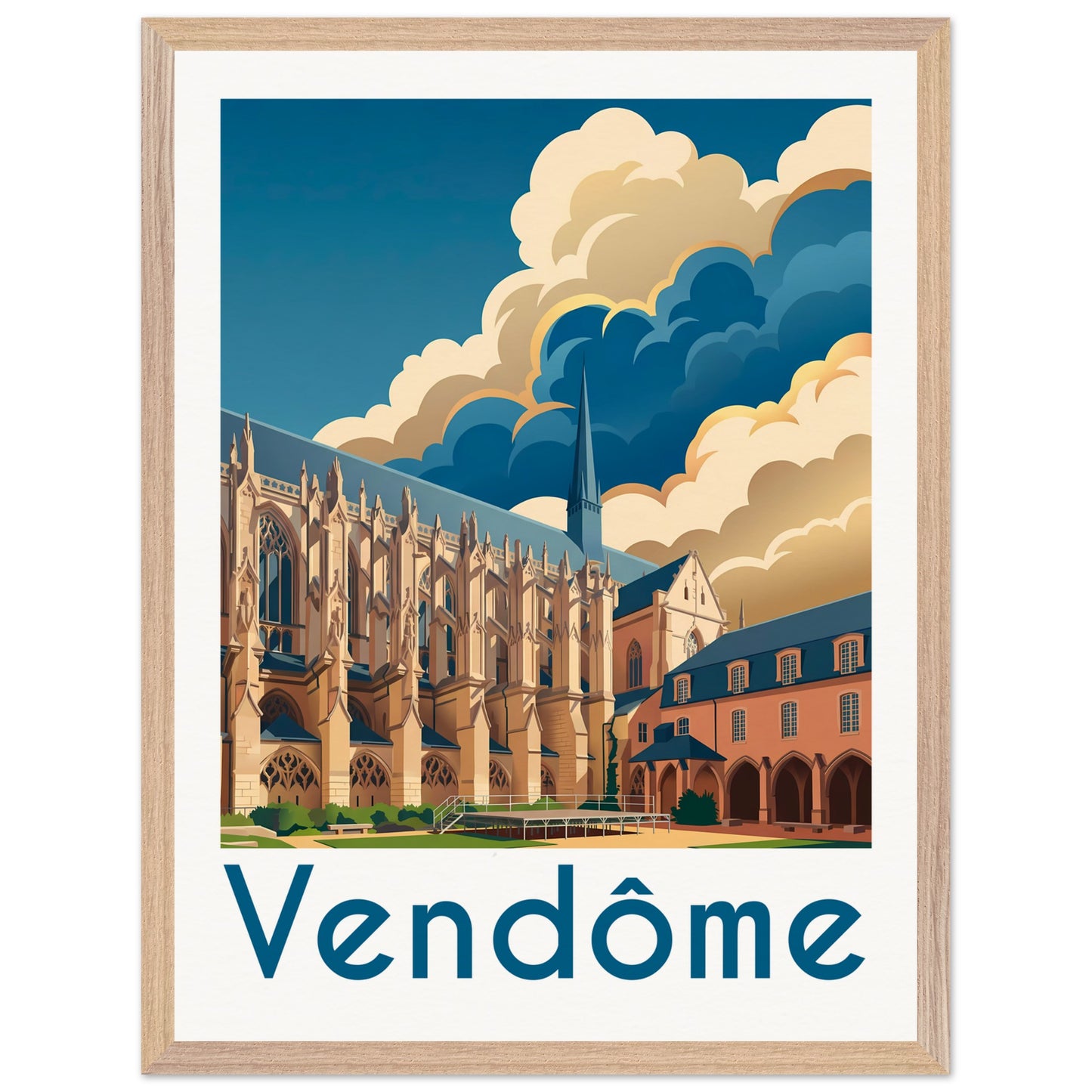Affiche Vendôme - Encadrée, cadre bois 45x60 cm