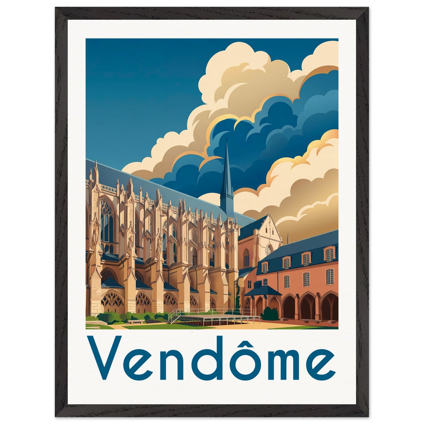 Affiche Vendôme - Encadrée, cadre noir 45x60 cm