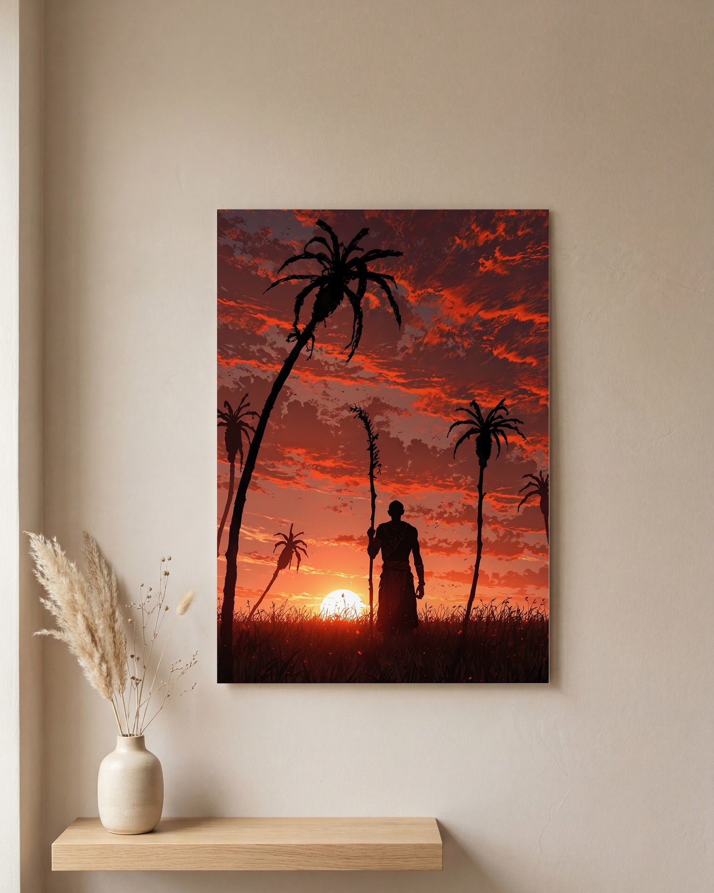Affiche Villageois, mockup sur un mur epure, Muchimura