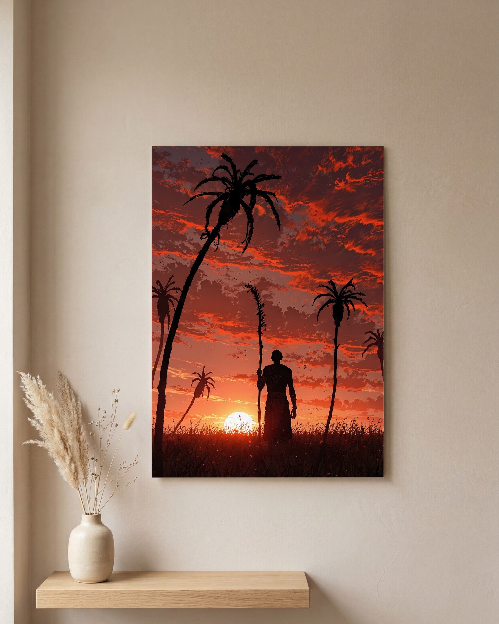 Affiche Villageois, mockup sur un mur epure, Muchimura