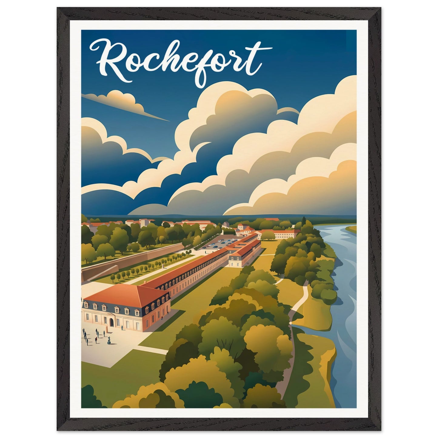 Affiche Rochefort encadrée, cadre bois (vue 2)