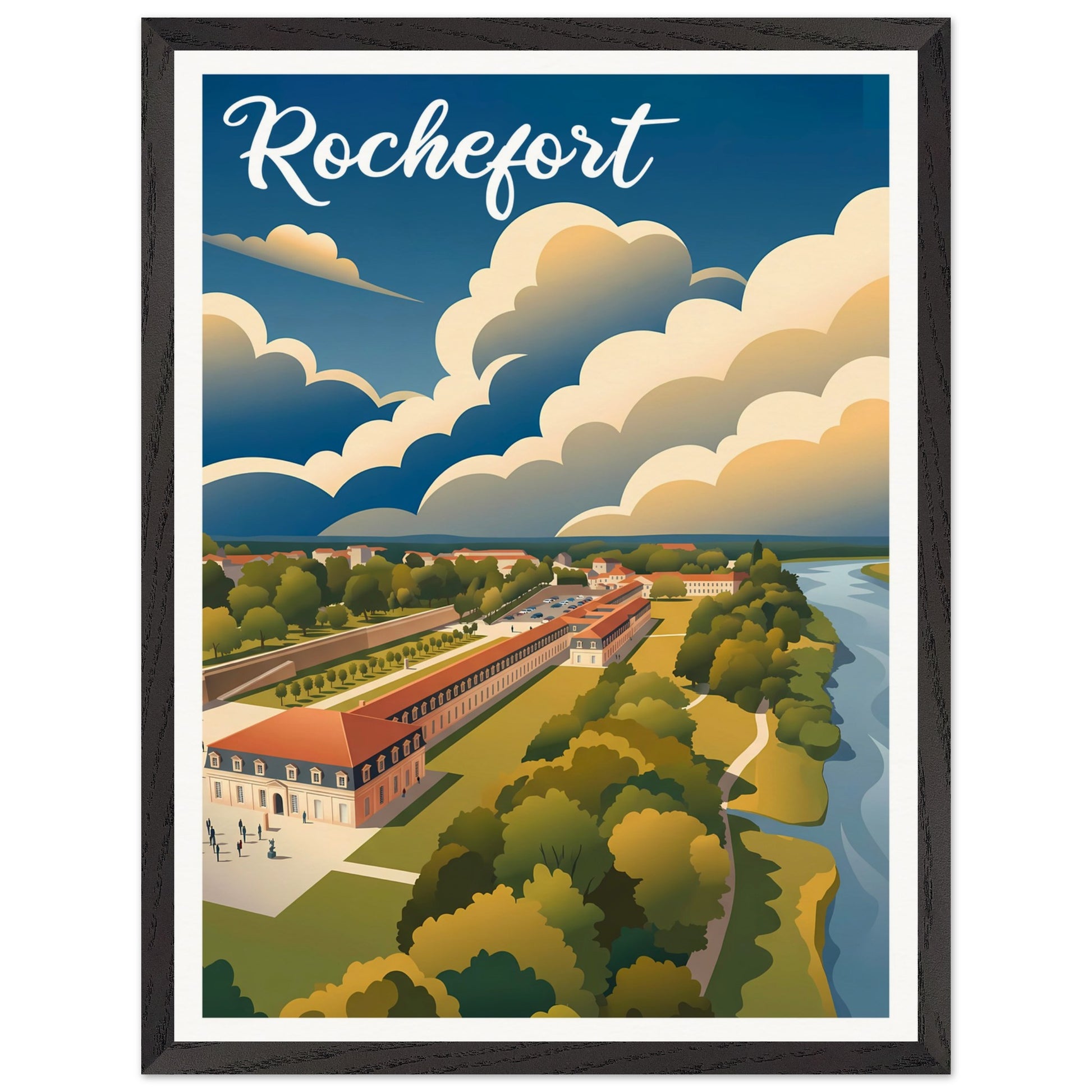 Affiche Rochefort encadrée, cadre bois (vue 2)