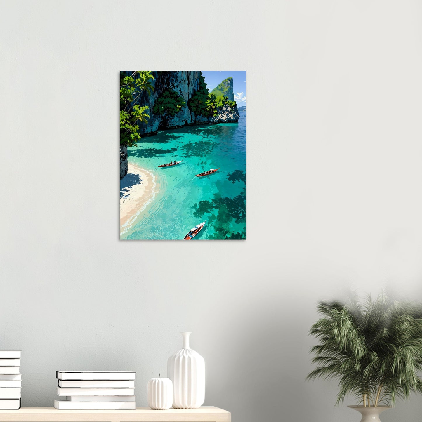 Affiche Crique de Phi Phi, mise en situation dans un intérieur