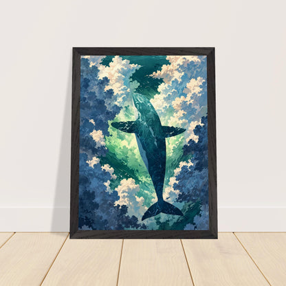 Affiche Aquarelle Imaginaire encadrée, cadre bois (vue 3)
