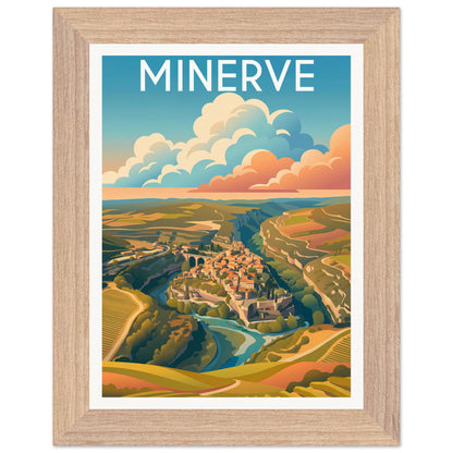 Affiche illustrée minerve — poster rétro, impression beaux-arts 250g