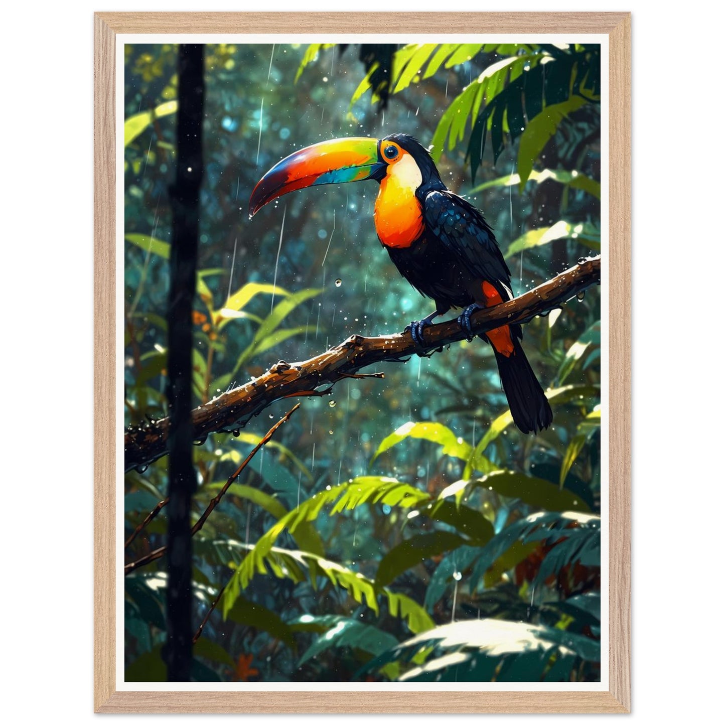Affiche illustrée Toucan à carène Encadrée — poster rétro, impression beaux-arts 250g