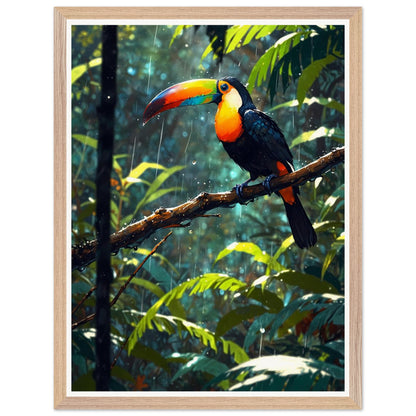 Affiche illustrée Toucan à carène Encadrée — poster rétro, impression beaux-arts 250g