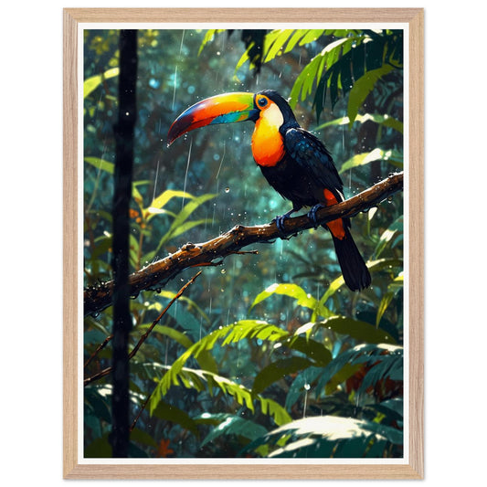 Affiche illustrée Toucan à carène Encadrée — poster rétro, impression beaux-arts 250g