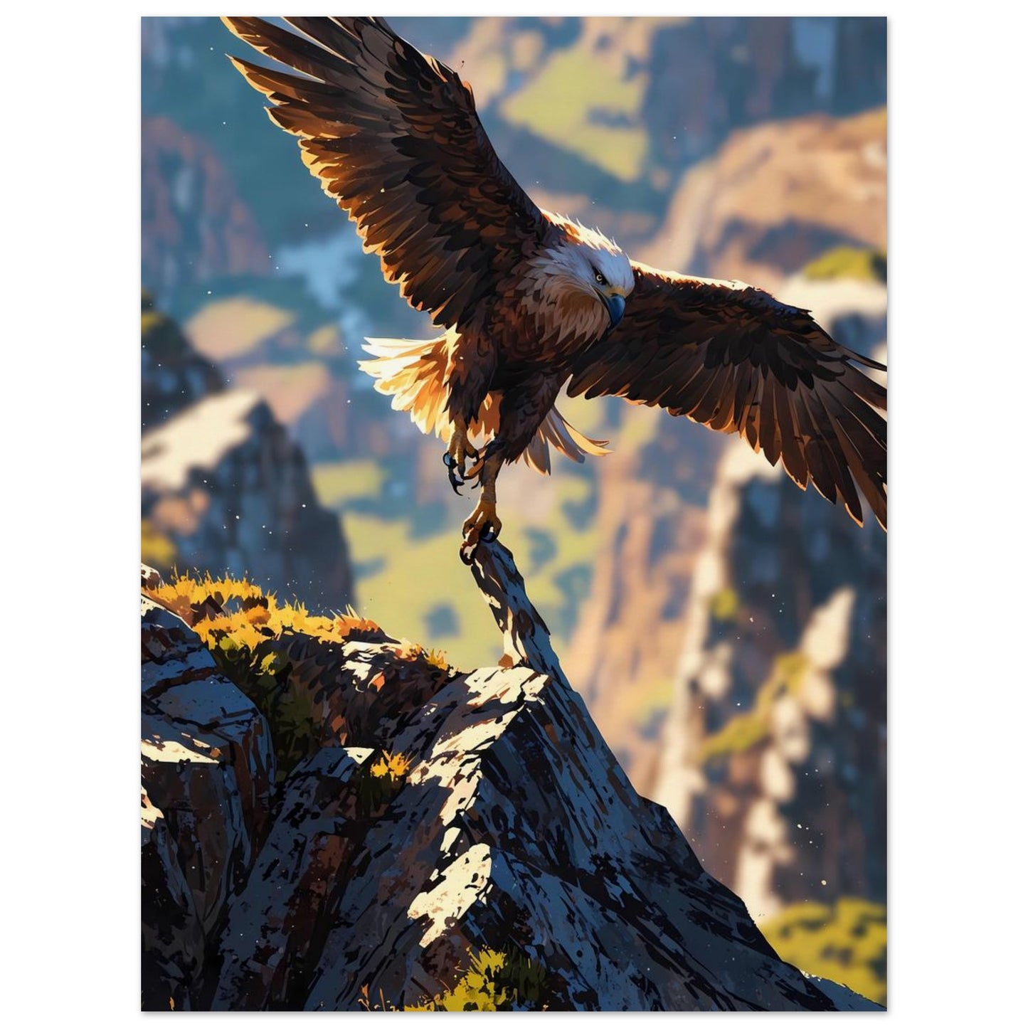 Affiche illustrée Aigle royal — poster rétro, impression beaux-arts 250g