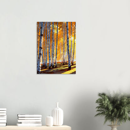Affiche Forêt de bouleaux en automne, mise en situation dans un intérieur (vue 2)