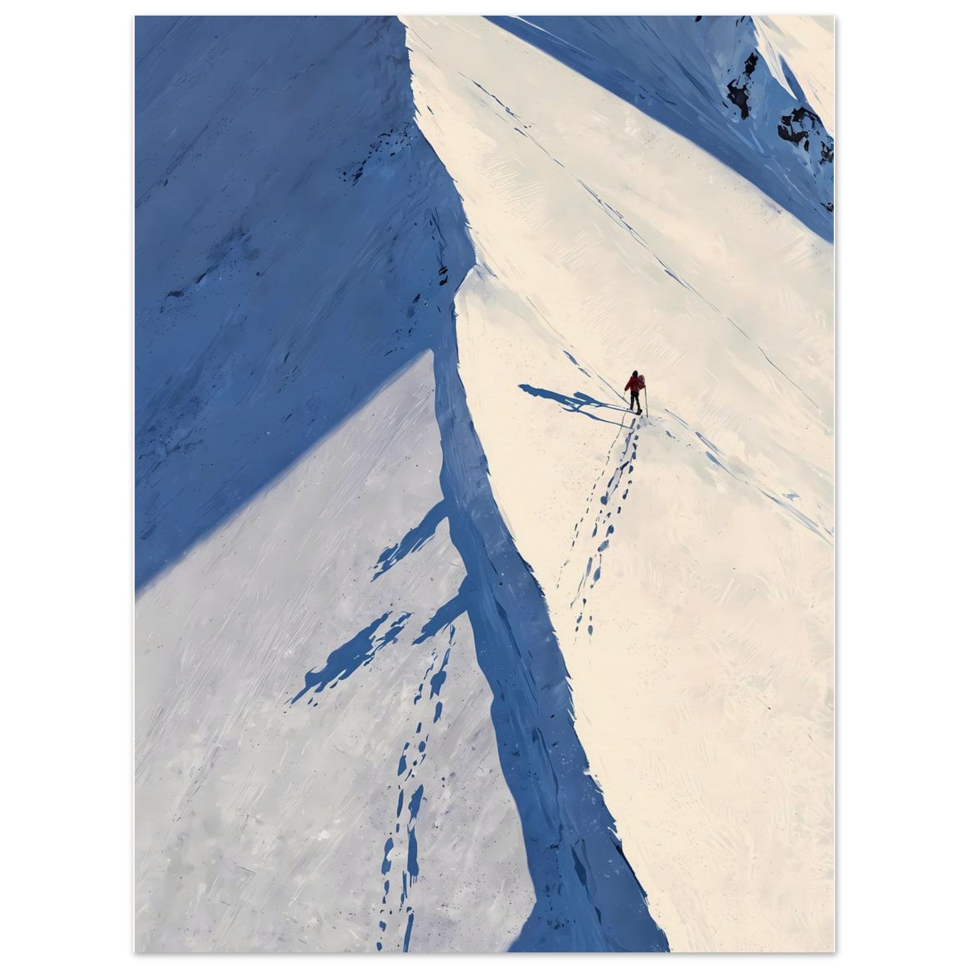 Affiche illustrée Coureur de montagne, poster rétro, impression beaux-arts 250g