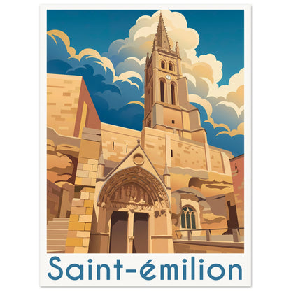 Affiche illustrée Saint-Émilion — poster rétro, impression beaux-arts 250g