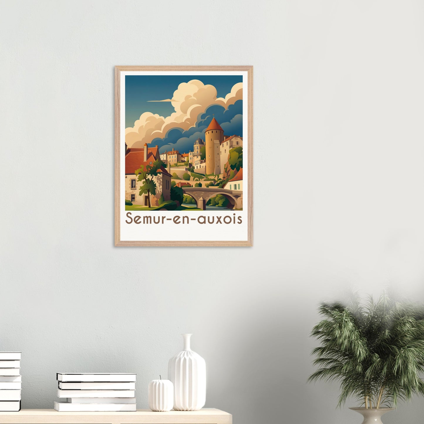 Affiche Semur-en-Auxois encadrée, cadre bois (vue 6)