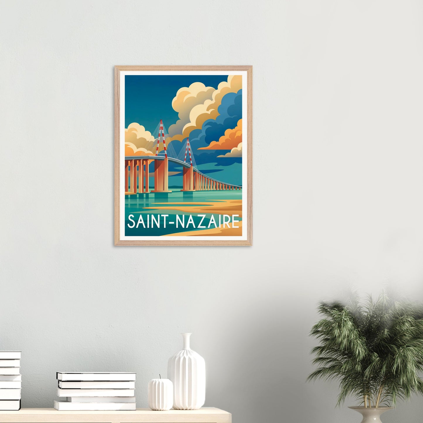 Affiche Saint-Nazaire encadrée, cadre bois (vue 5)