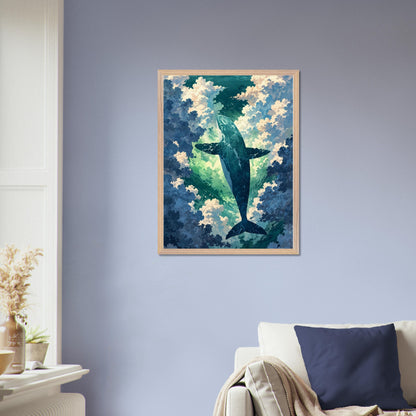 Affiche Aquarelle Imaginaire encadrée, cadre bois (vue 7)