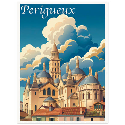 Affiche illustrée Perigueux — poster rétro, impression beaux-arts 250g