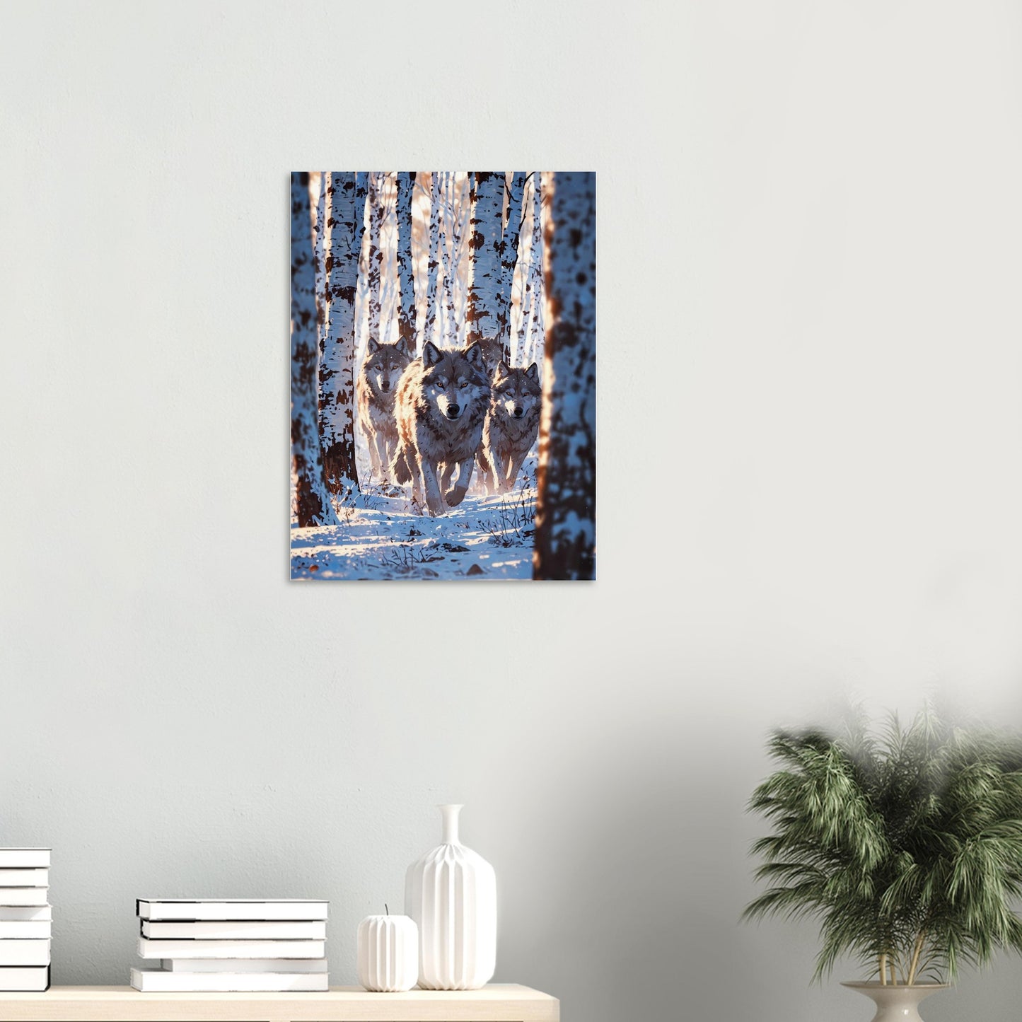 Affiche Meute de loups, mise en situation dans un intérieur