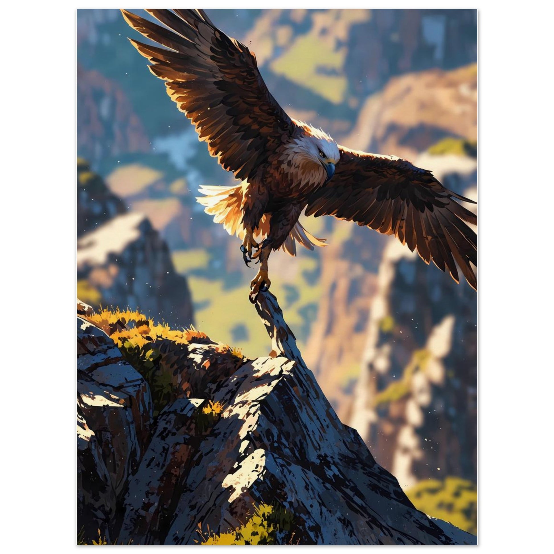 Affiche illustrée Aigle royal, poster rétro, impression beaux-arts 250g
