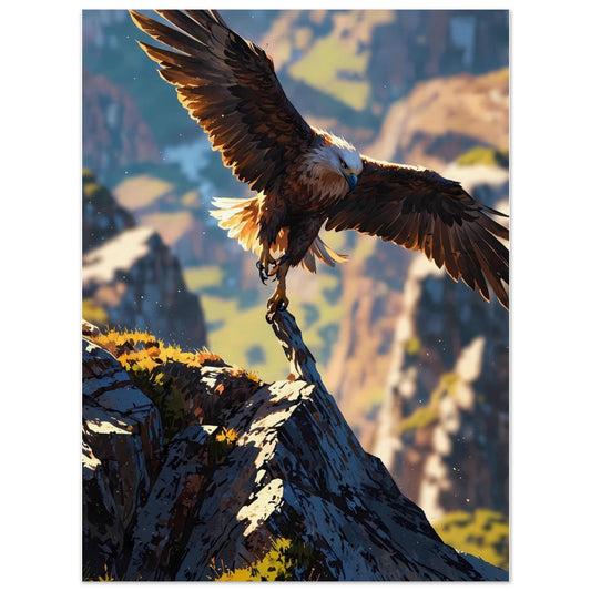 Affiche illustrée Aigle royal, poster rétro, impression beaux-arts 250g