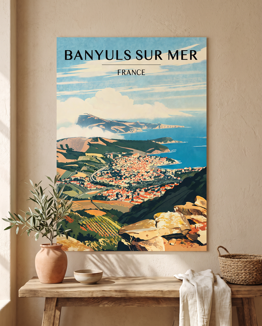 Affiche Banyuls-sur-Mer en situation dans un intérieur