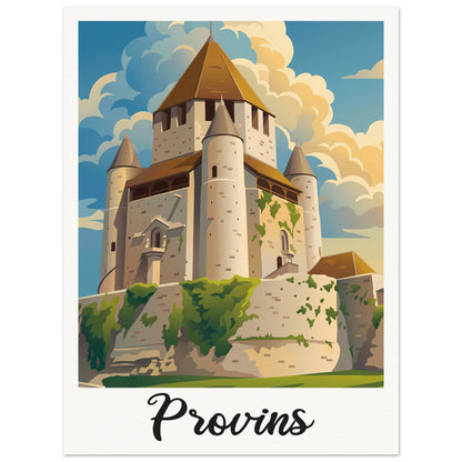 Affiche illustrée Provins — poster rétro, impression beaux-arts 250g