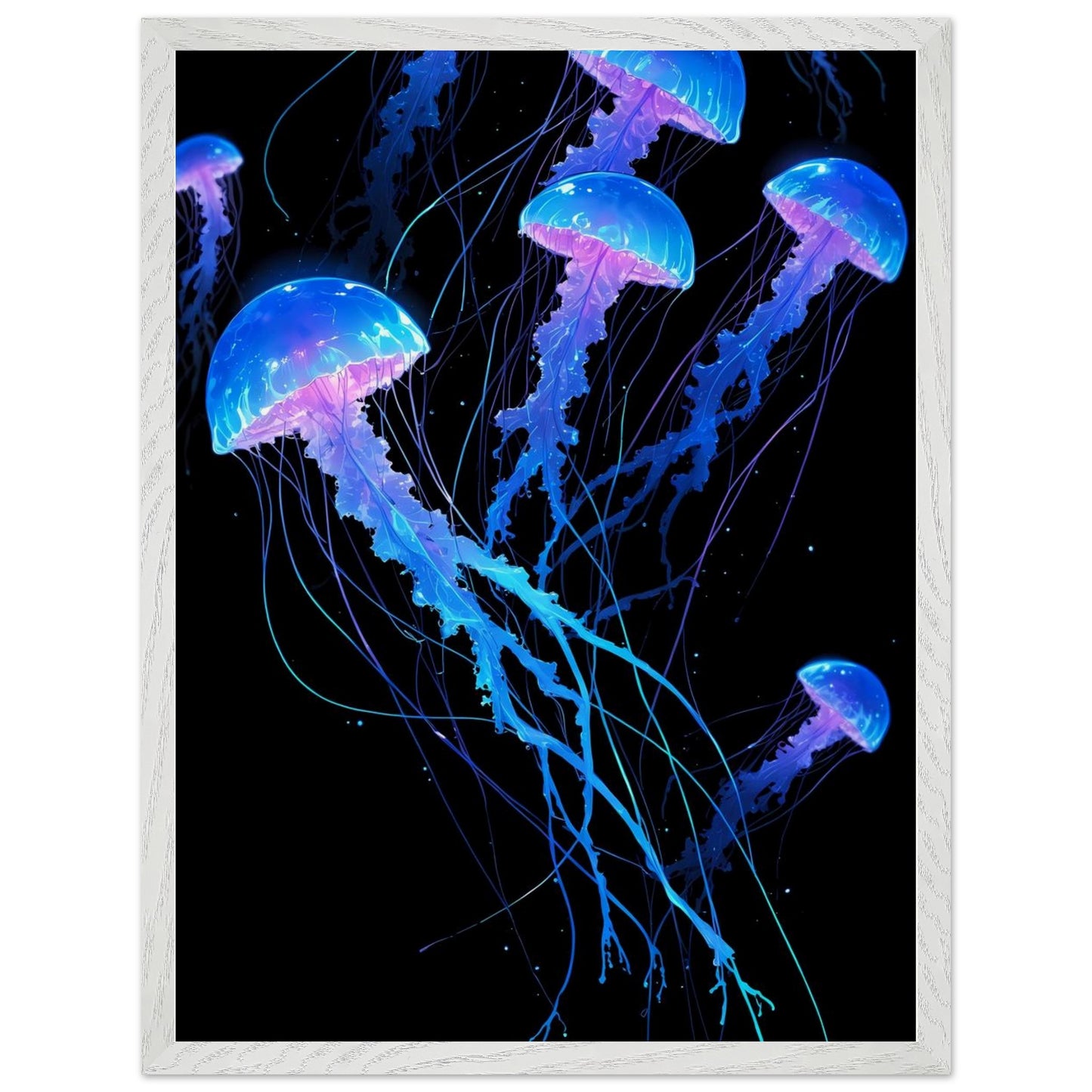 Affiche Méduse Lumineuse encadrée, cadre bois (vue 2)