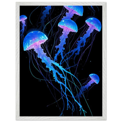 Affiche Méduse Lumineuse encadrée, cadre bois (vue 2)