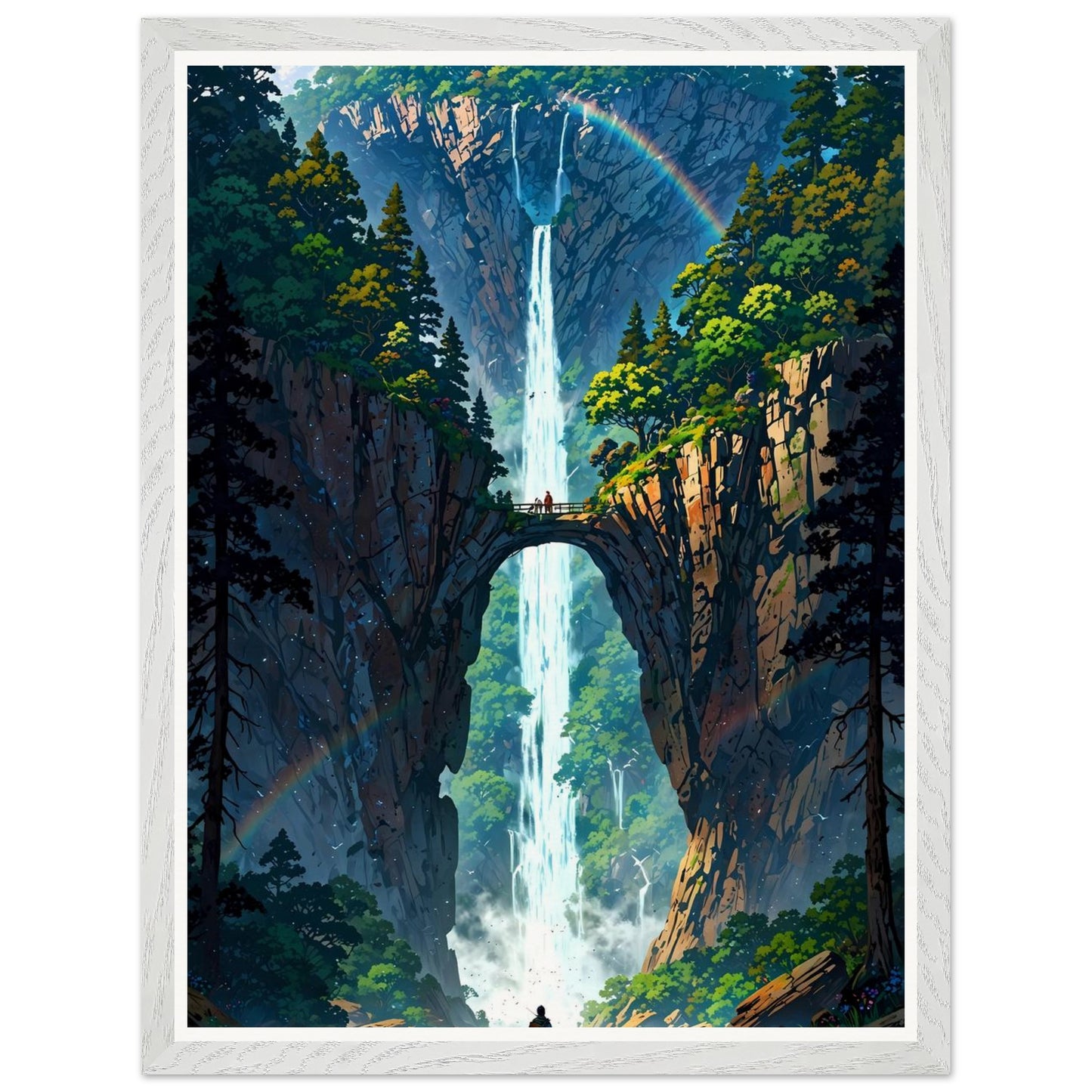 Affiche illustrée Île flottante Encadrée — poster rétro, impression beaux-arts 250g