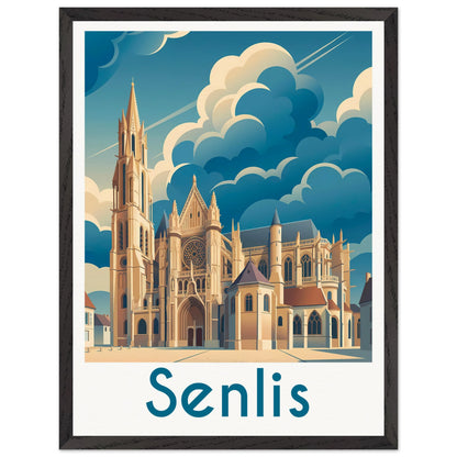 Affiche Senlis encadrée, cadre bois (vue 3)