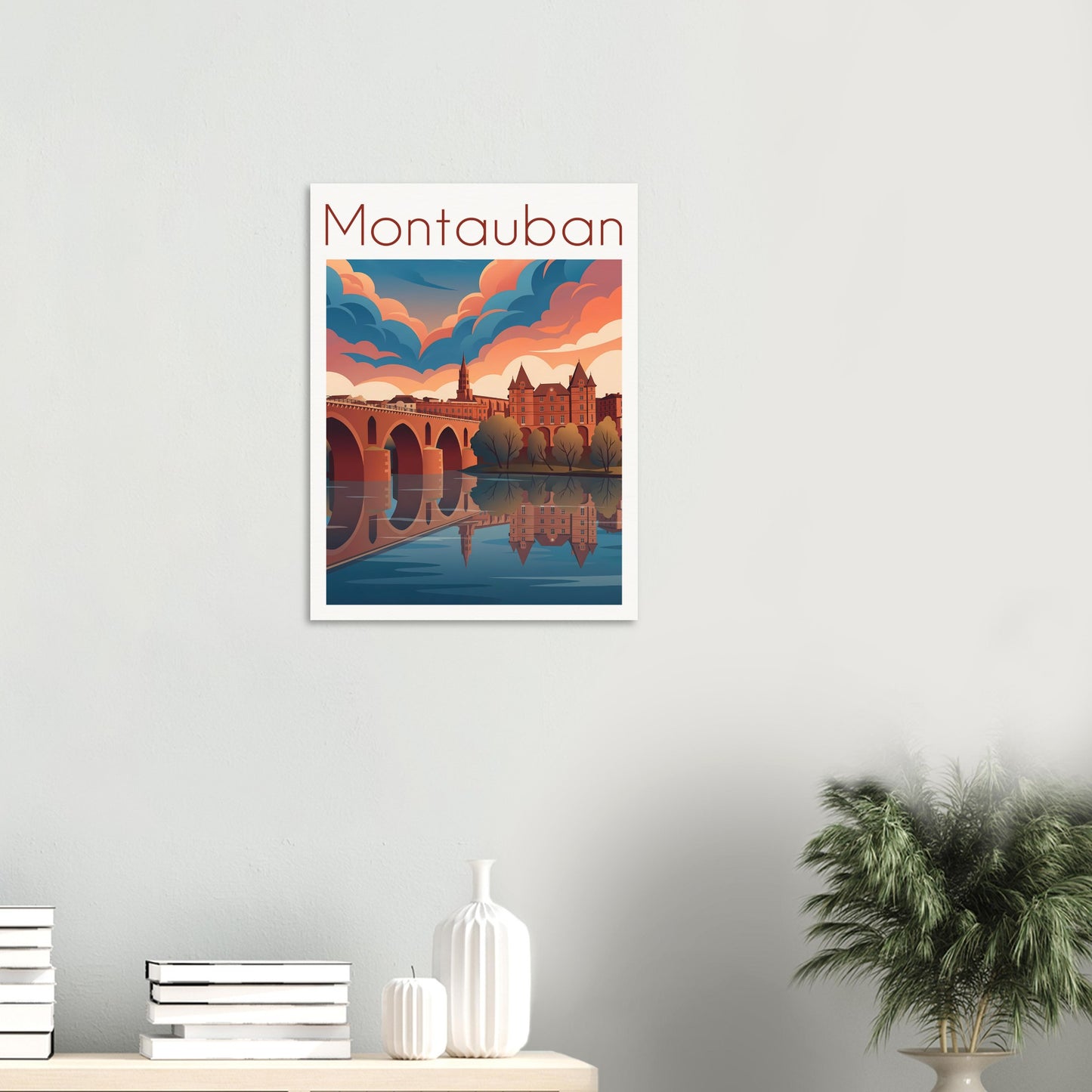 Affiche illustrée Montauban — poster rétro, impression beaux-arts 250g