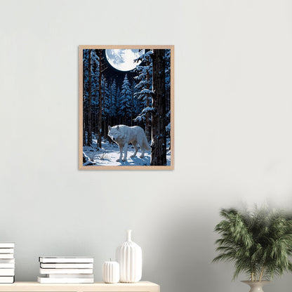 Affiche Louve Blanche encadrée, cadre bois (vue 3)