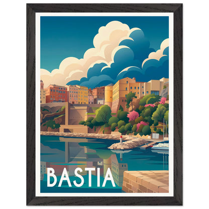 Affiche Bastia encadrée, cadre bois (vue 3)
