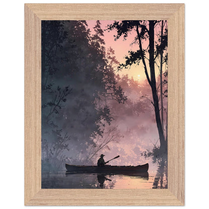 Affiche Pêcheur encadrée, cadre bois (vue 3)