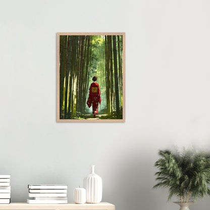 Affiche Femme en Kimono encadrée, cadre bois (vue 4)
