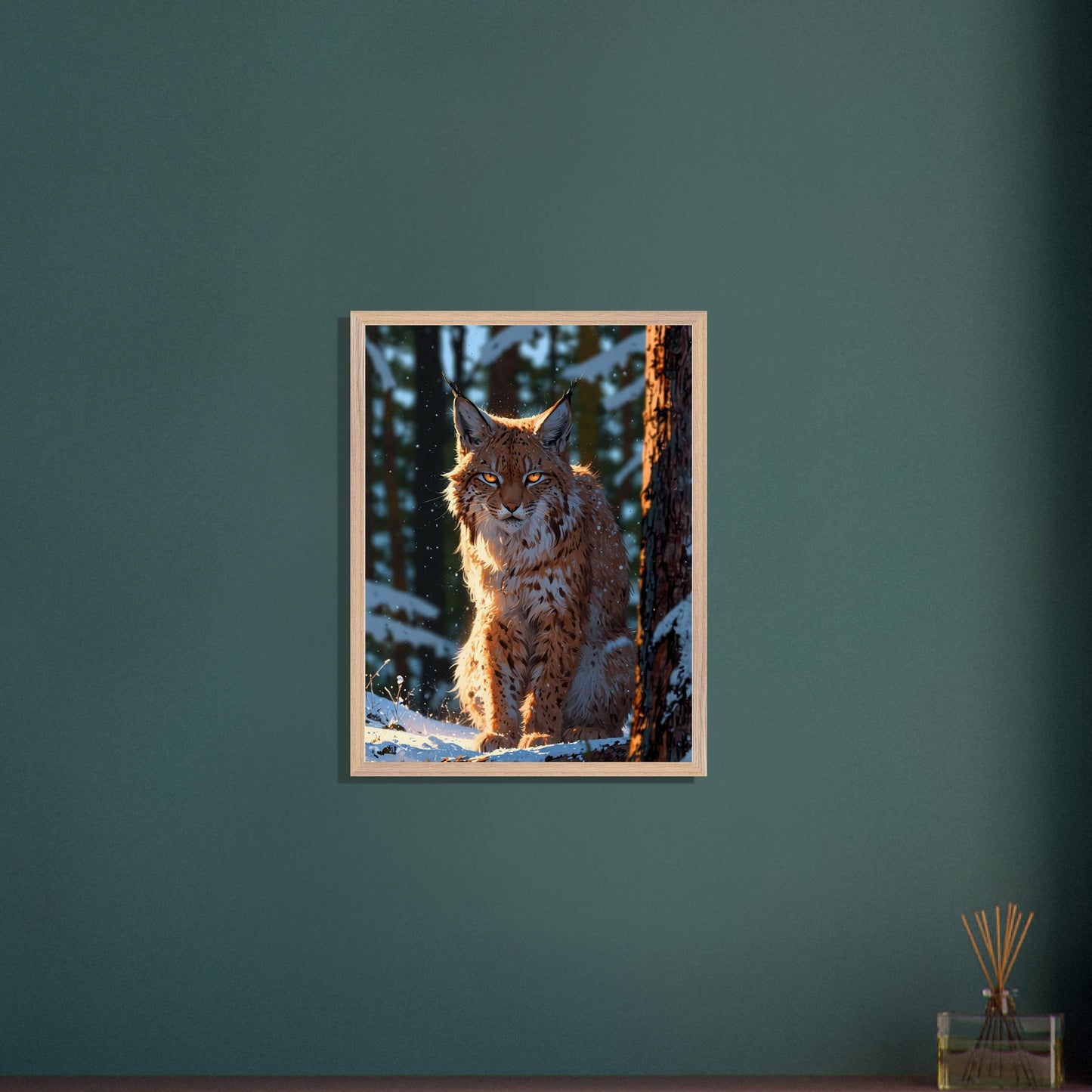 Affiche Lynx Boréal encadrée, cadre bois (vue 7)
