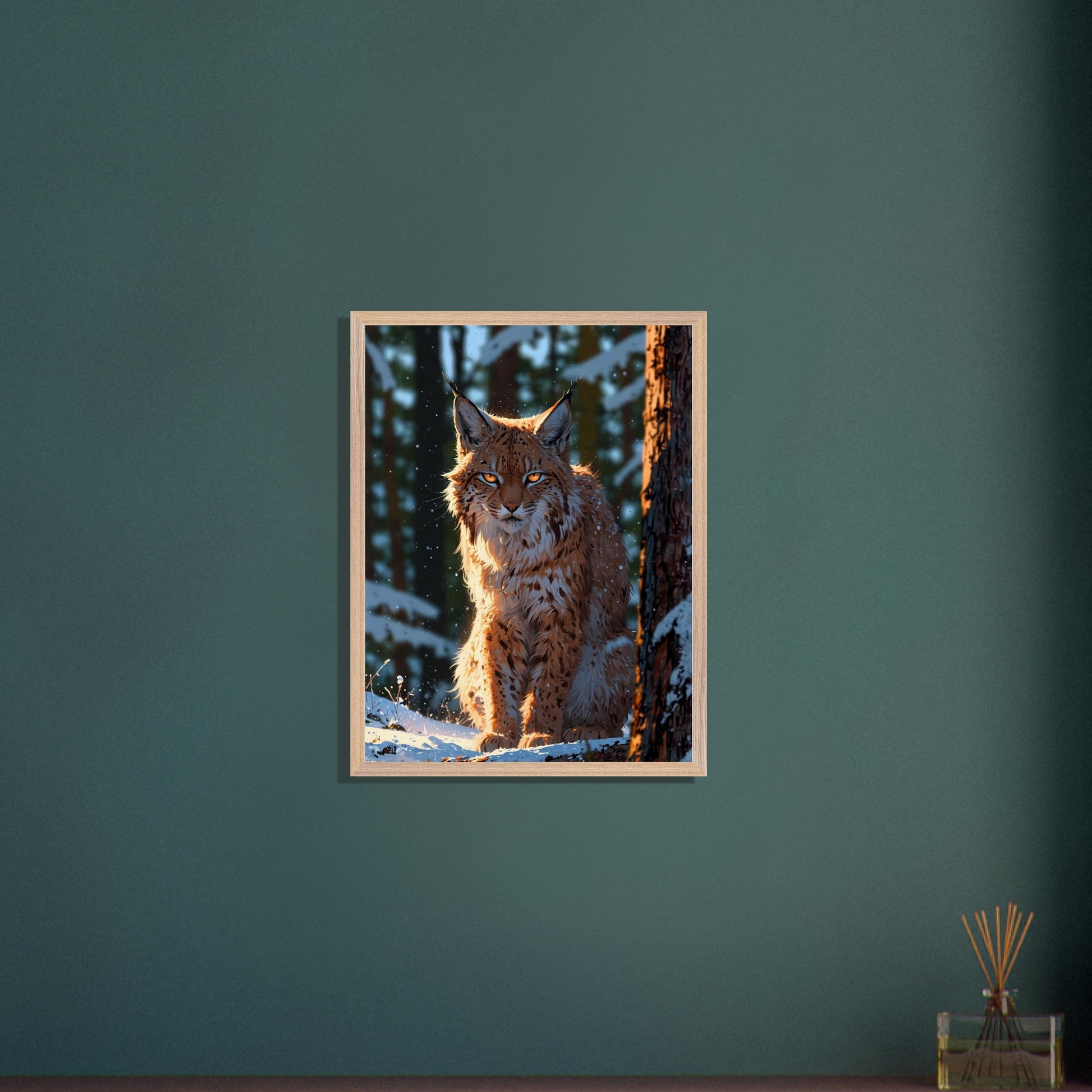 Affiche Lynx Boréal encadrée, cadre bois (vue 7)